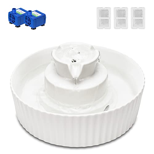Wonder Creature Ceramic Cat Water Fountain, 2.1L/71oz Cupcake Pet Water Fountain for Dog and Cat Indoor, 2 Ultra Quiet Pumps & 3 Filters - Image 1