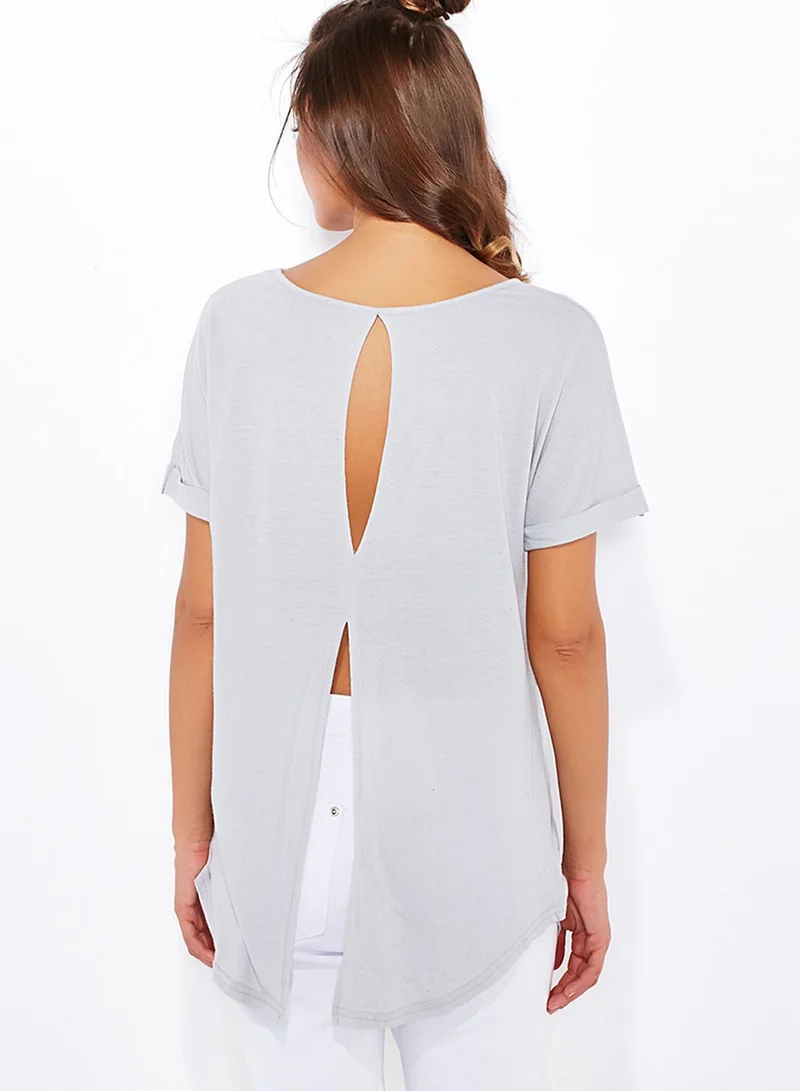 boohoo Split Back Slogan T-Shirt