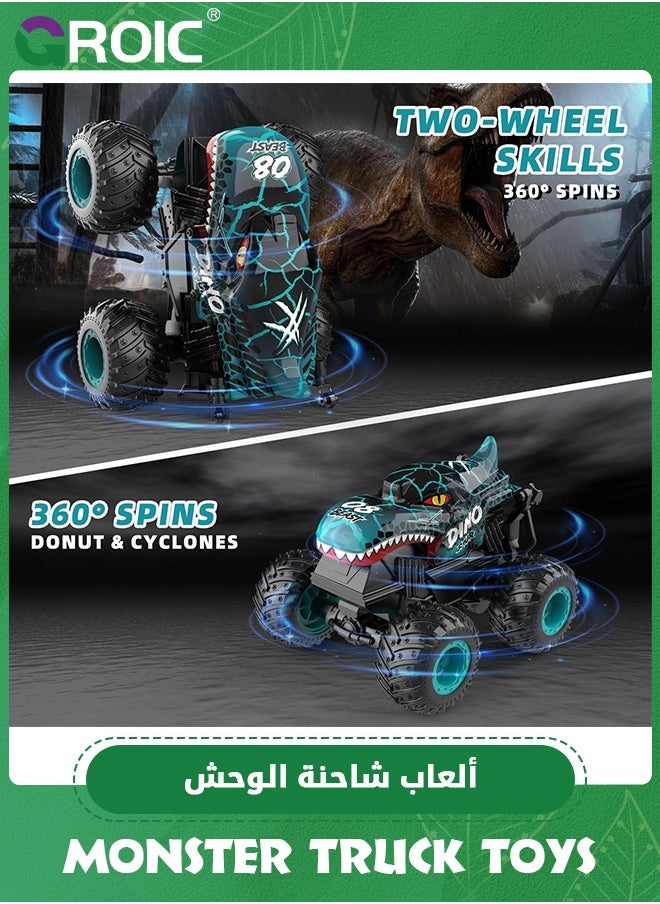 MIXDE Monster Truck Toys, 2.4Ghz  Monster Trucks for Boys, 1:20 Dinosaur Remote Controlled Car with Light u0026 Music, Remote Control Truck with Stunt, 360° Spin, Walk Uprightu0026 Drift, RC Cars  - Image 5
