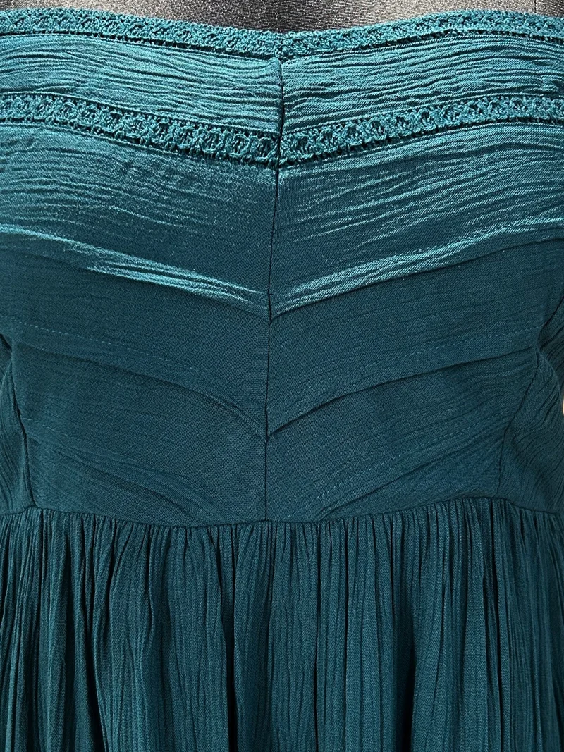 Outzidr  Teal Aline mini dress with lace detail for Women | Best Price UAE