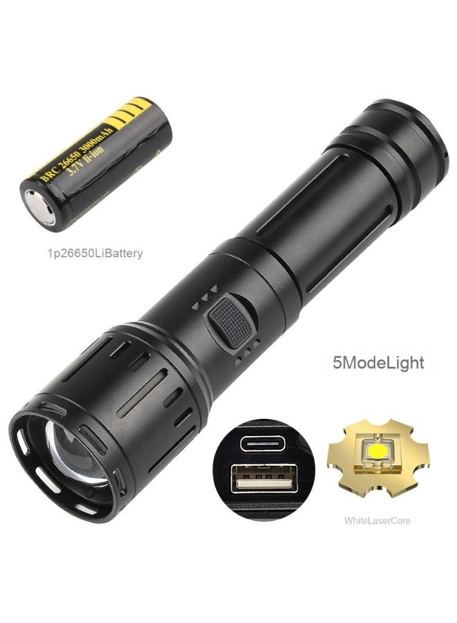 NIBEMINENT High-Intensity LED White Laser Flashlight - Waterproof Aluminum Alloy with Powerful Long-Range Beam