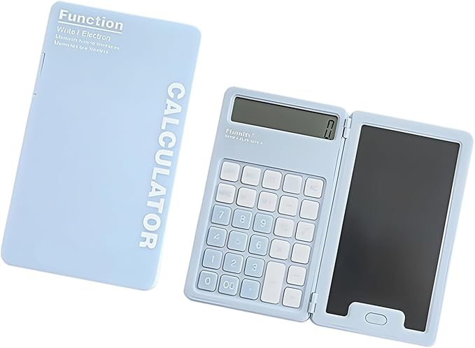 Blue Handwriting Recognition Calculator 12 Digit Display Scientific Functions Lightweight Portable - Image 1