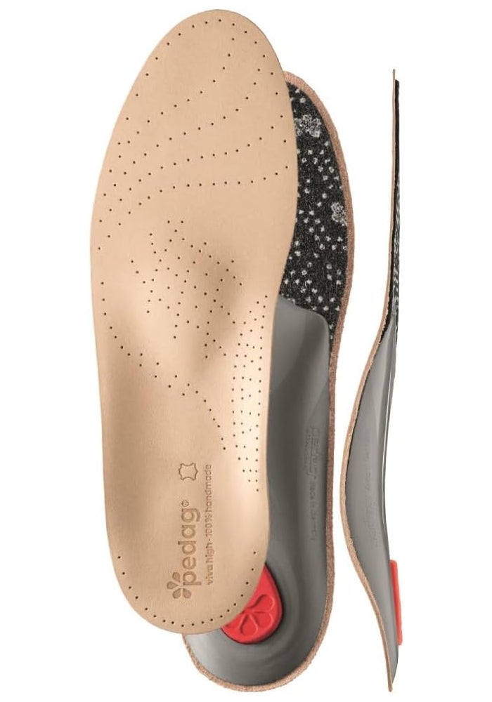 Pedag Viva High Insoles | Extra High Arch Support for Plantar Fasciitis Relief | Handmade Leather | Men US 10 / EU 43 - Image 3