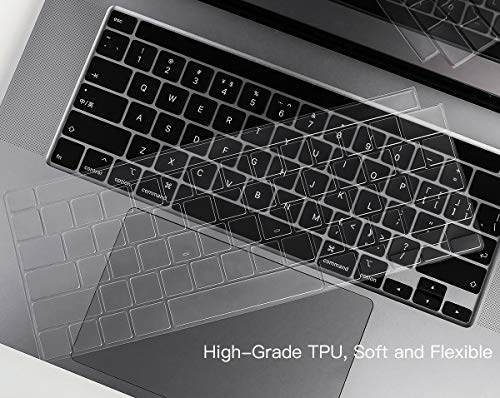 imComor Keyboard Cover Compatible with MacBook Pro 13 inch M2 A2338 2023 2022 2021 2020 M2 M1 A2338 A2289 A2251 & MacBook Pro 16 inch A2141 2020 2019 Touch Bar & Touch ID Keyboard Protector Skin Cover, Clear - Image 2