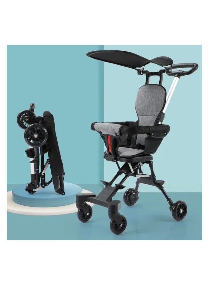 Baby Stroller Professional Foldable 4 Wheels Ergonomic Adjustable Infant Carriage for 1 to 6 Years Old, Portable Folding Lightweight Baby Stroller Compact Stroller Airplane Travel (Type-B Black) - Image 1