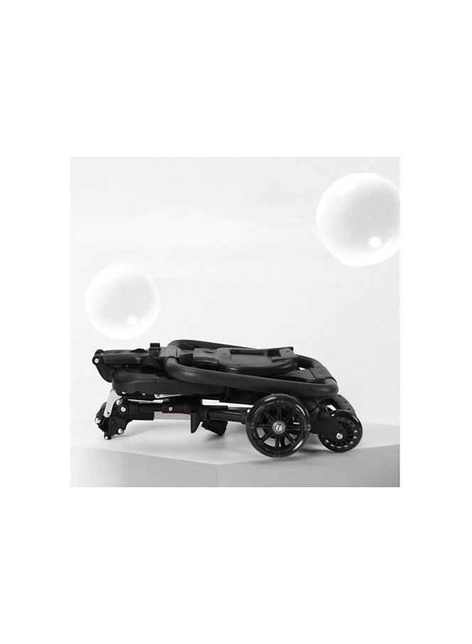 Baby Stroller Professional Foldable 4 Wheels Ergonomic Adjustable Infant Carriage for 1 to 6 Years Old, Portable Folding Lightweight Baby Stroller Compact Stroller Airplane Travel (Type-B Black) - Image 2