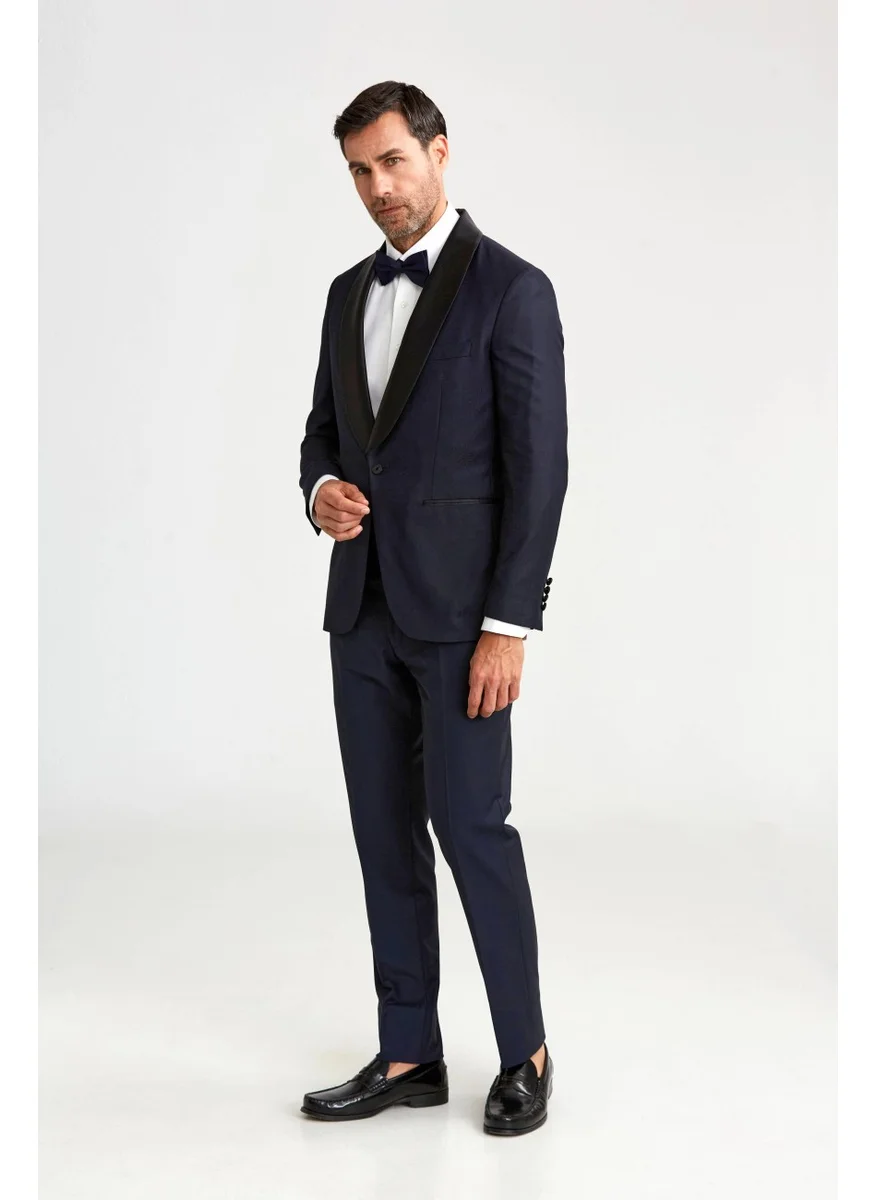 Bisse Shawl Collar Double Slit Slim Fit Tuxedo Navy Blue SM23Y22200_D39