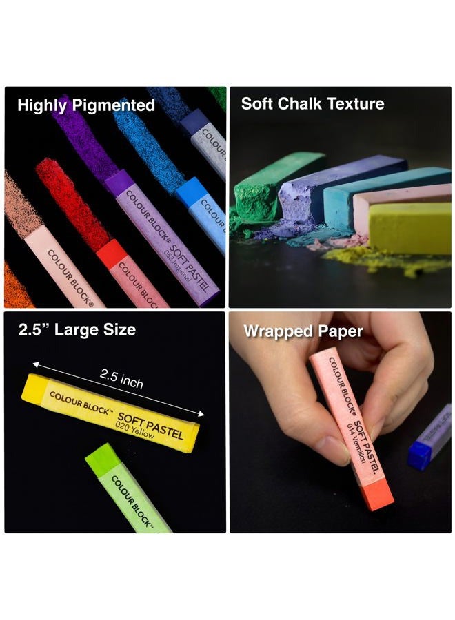 COLOUR BLOCK 100pc Wooden Case Soft Pastel Art Set for Beginners and Experienced Artists, Assorted Colors Square Chalk Pastels Art Supplies for Drawing, Blending, Shading - Image 4
