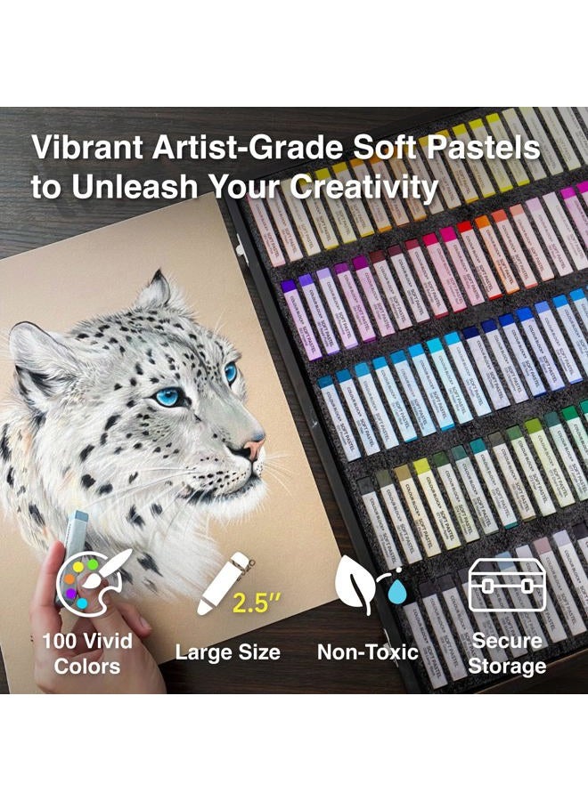 COLOUR BLOCK 100pc Wooden Case Soft Pastel Art Set for Beginners and Experienced Artists, Assorted Colors Square Chalk Pastels Art Supplies for Drawing, Blending, Shading - Image 2