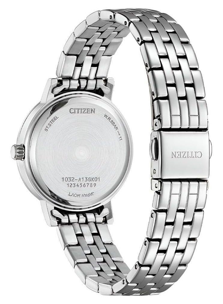 Citizen Quartz Crystal Green Dial Ladies Watch EL3100-55X Silver - Image 2