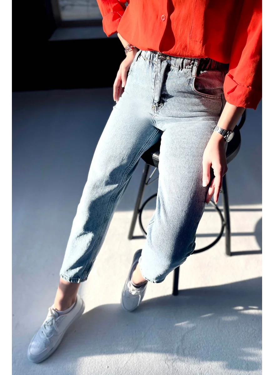Tofisa 23044-ICE-BLUE Waist Elastic Jeans