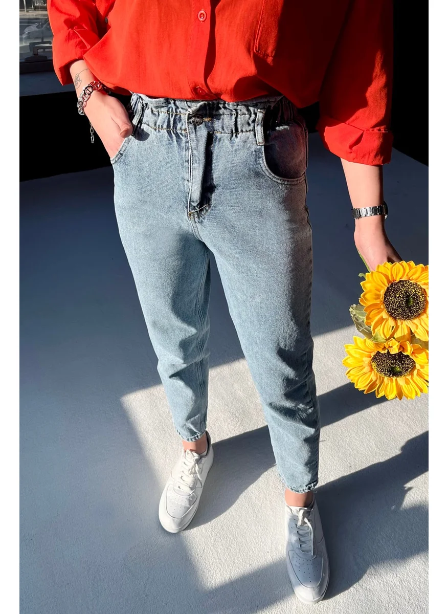 Tofisa 23044-ICE-BLUE Waist Elastic Jeans