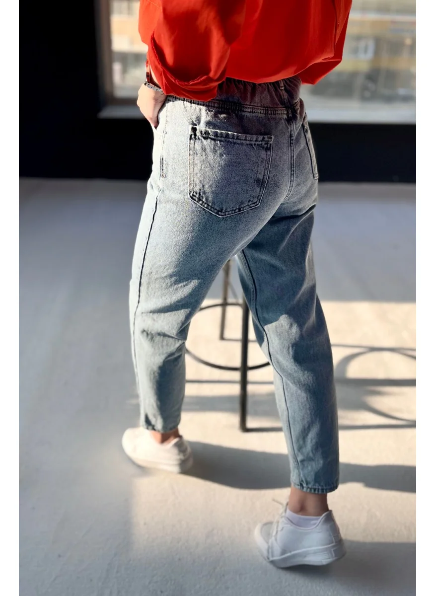 Tofisa 23044-ICE-BLUE Waist Elastic Jeans