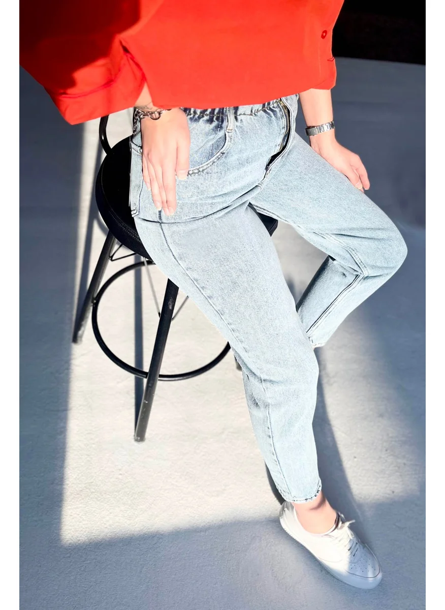 Tofisa 23044-ICE-BLUE Waist Elastic Jeans