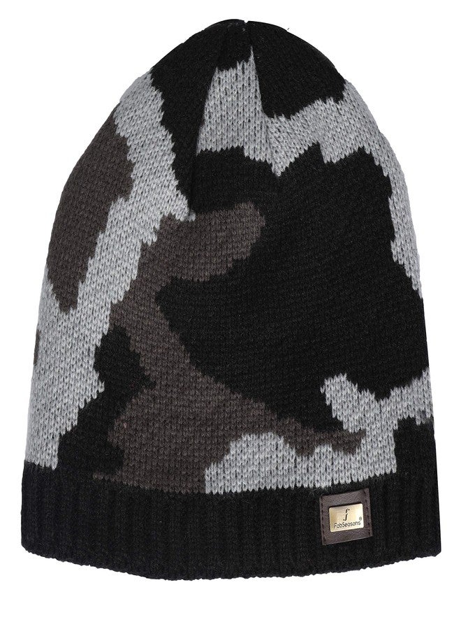 FabSeasons Men's and Women's Acrylic Woolen Skull Cap (Black, Free Size) - Image 2