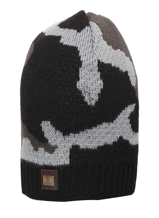 FabSeasons Men's and Women's Acrylic Woolen Skull Cap (Black, Free Size) - Image 5