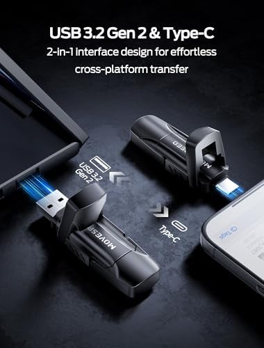 MOVESPEED MOVE SPEED 1TB USB Drive, 570MB/S Read Speed External SSD with Dual Port Type C + USB 3.2 Portable SSD for iPhone 17/16/15 Series, Android, Mac, Windows - Image 3