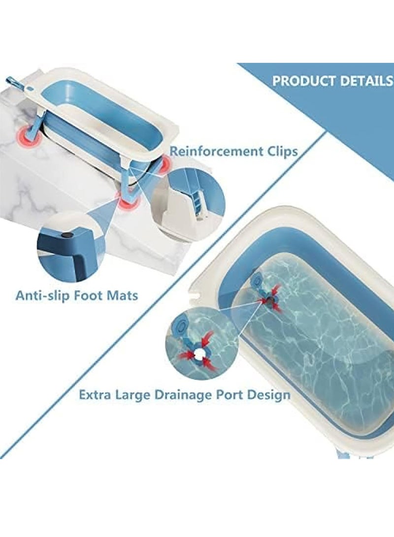 RATSAW Foldable Baby Bathtub with Temperature Sensing Portable Travel Bathtub with Drain Hole Durable Baby Bathtub Newborn to Toddler 0 to 36 Months Blue - Image 3