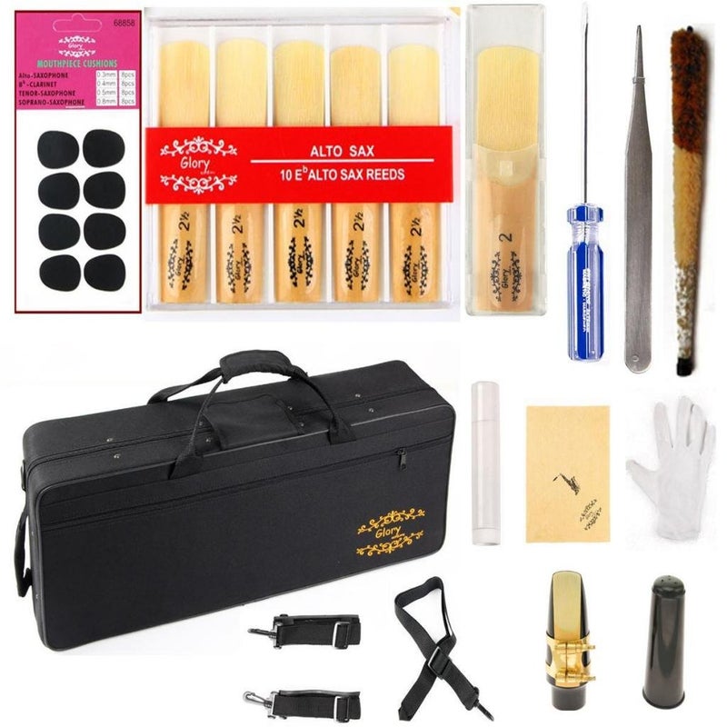 Glory Gold Laquer E Flat Alto Saxophone with 11reeds,8 Pads cushions,case,carekit - Image 2