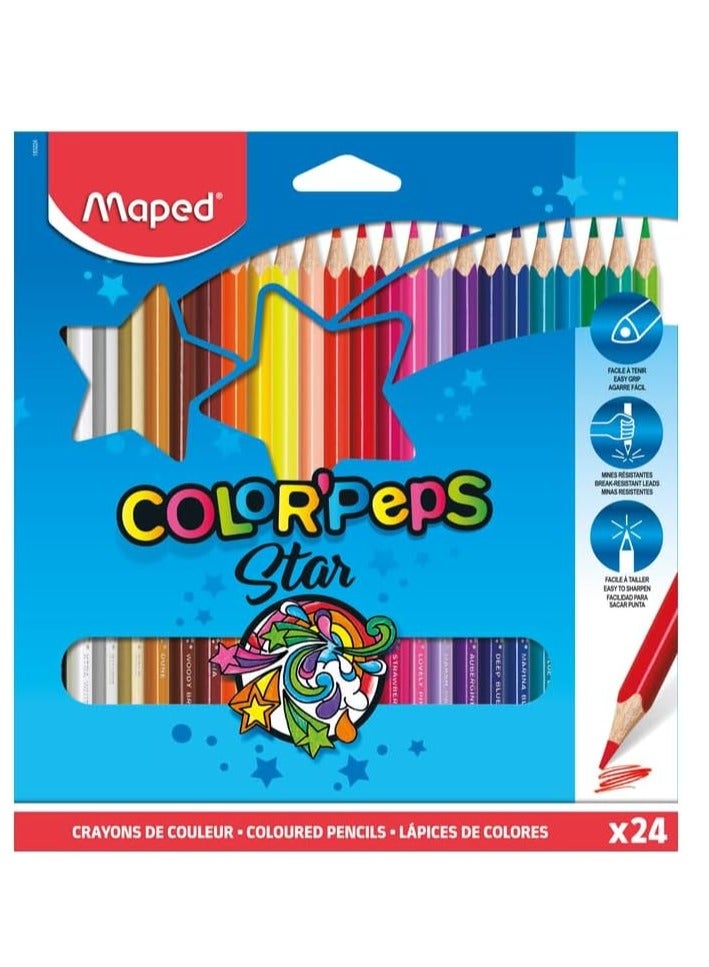 Maped أقلام تلوين مثلثة من مابيد كولور'بيبس، ألوان متنوعة، عبوة من 24 - Image 1