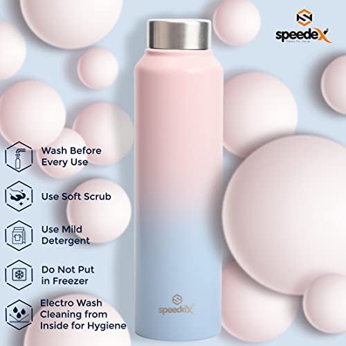 Speedex BIS Certified Stainless Steel Sports/Fridge Water Bottle 1 Ltr with Screw Cap - 1000ml | For Home, Office, Gym, Men, Womens, Kids - Dual Pink Blue Colour - Set Of 1 - Image 4