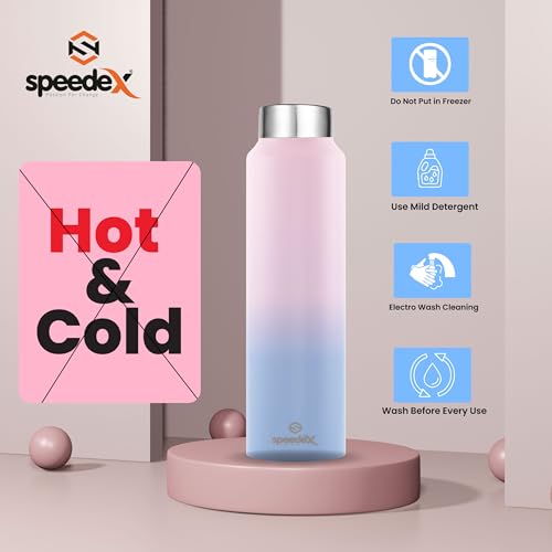 Speedex BIS Certified Stainless Steel Sports/Fridge Water Bottle 1 Ltr with Screw Cap - 1000ml | For Home, Office, Gym, Men, Womens, Kids - Dual Pink Blue Colour - Set Of 1 - Image 3