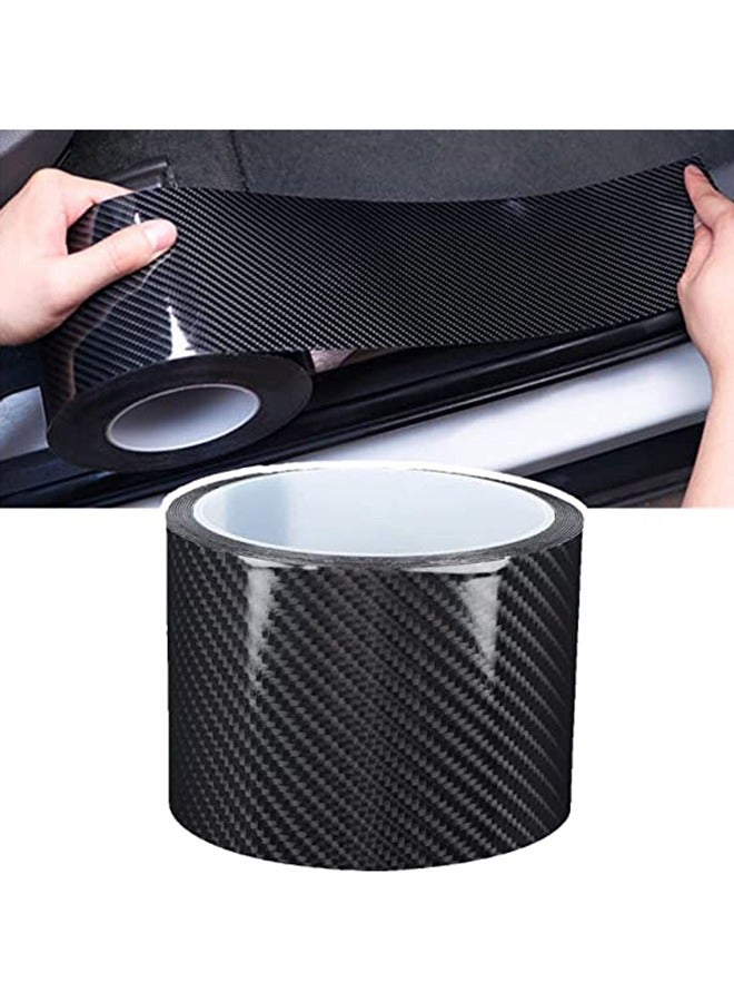 طبقة تغليف من ألياف الكربون الأسود، ملصق واقي ممتص الصدمات لباب السيارة مضاد للخدش، حماية حافة مصد الباب للسيارات والشاحنات وسيارات الدفع الرباعي (5 سم × 5 متر) - Image 1