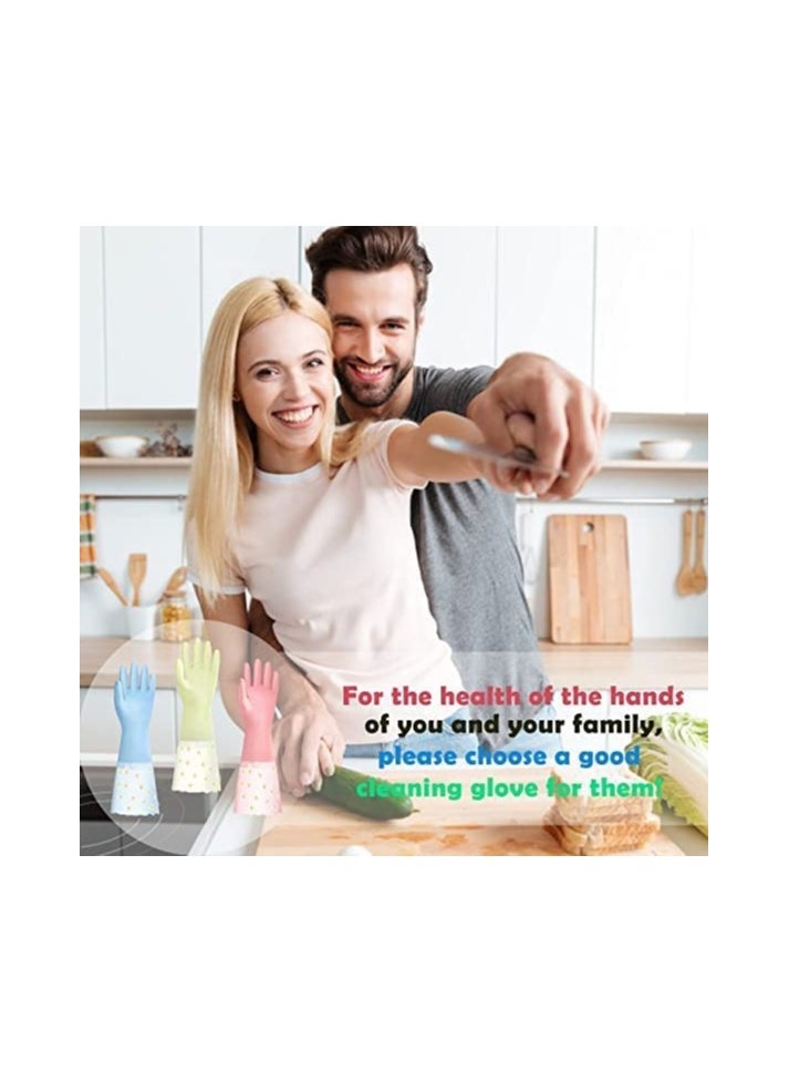 KASTWAVE Cleaning Gloves 3Pairs Large Reusable Rubber Gloves Non-Slip Long Sleeves for Laundry Kitchen Gardening Waterproof Household Kitchen Cleaning Food Handling Painting Pet Care  - Image 3