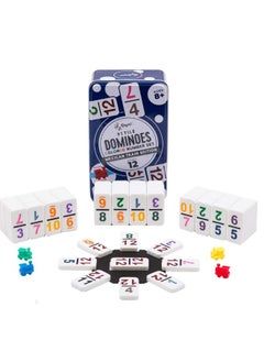Regal Games Regal Games - Double 12 Dominoes - Colored Numbers Set - Mexican Train Game Set with Hub, 91 Numbered Domino Tiles, 4 Trains, and Collector's Tin - Ideal for 2-4 Players Ages 8 for Kids and Adults  - Image 1