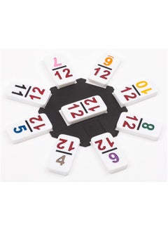 Regal Games Regal Games - Double 12 Dominoes - Colored Numbers Set - Mexican Train Game Set with Hub, 91 Numbered Domino Tiles, 4 Trains, and Collector's Tin - Ideal for 2-4 Players Ages 8 for Kids and Adults  - Image 3
