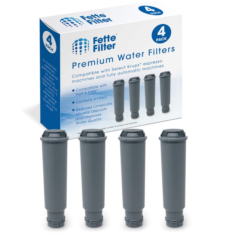 Fette Filter Water Filter Cartridge Replacement Compatible with KRUPS Coffee Maker Part # F088 Also Fits Precise Tamp Espresso & Nivona Automatic Machines Model XP5220, XP5240, XP5280, XP5620, EA82, EA9000, 4 Pack - Image 1
