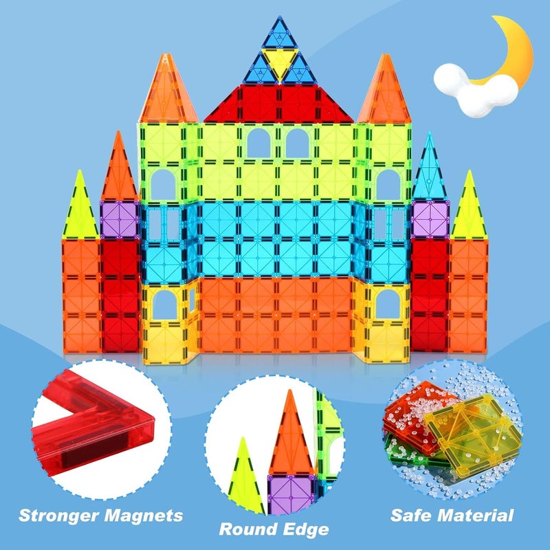 OugerToy 104PCS Magnetic Building Tiles, STEM Educational Stacking Blocks, Construction Toys for Kids Ages 3-9, Creative Toddler Boy Girl Christmas Birthday Gift - Image 5