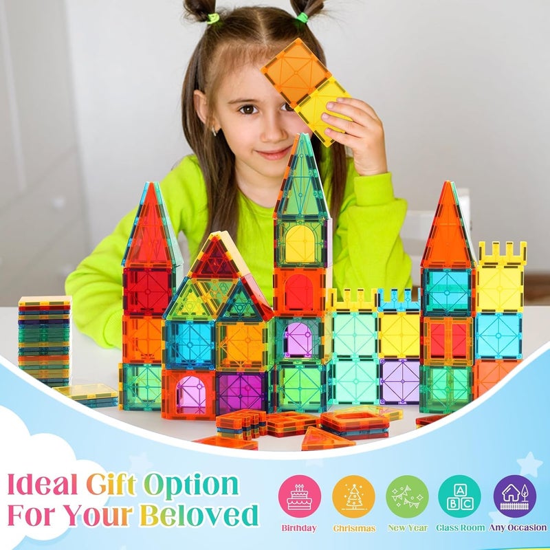 OugerToy 104PCS Magnetic Building Tiles, STEM Educational Stacking Blocks, Construction Toys for Kids Ages 3-9, Creative Toddler Boy Girl Christmas Birthday Gift - Image 4