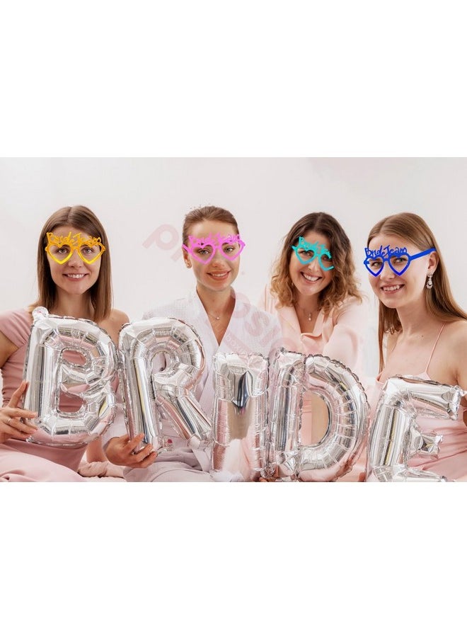 Propsicle - Propsicle Assorted Colour Bride Team Heart-Shaped Eyewear For bachelorette, Bridal shower, Party Dressup Eye accesories, Pack of 4 - Image 1