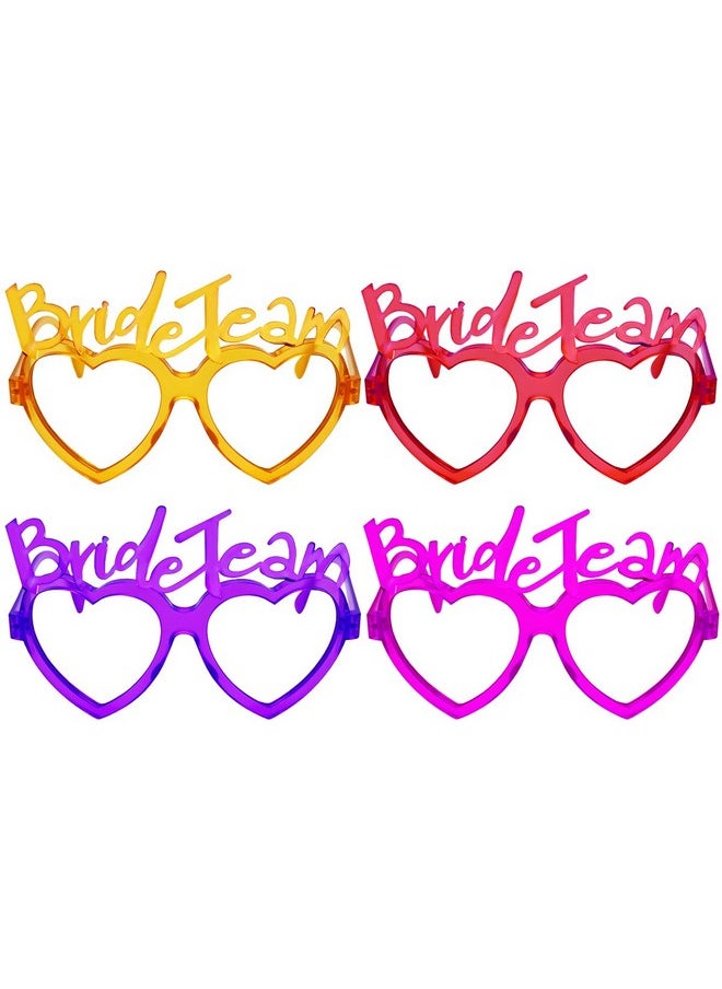 Propsicle - Propsicle Assorted Colour Bride Team Heart-Shaped Eyewear For bachelorette, Bridal shower, Party Dressup Eye accesories, Pack of 4 - Image 1