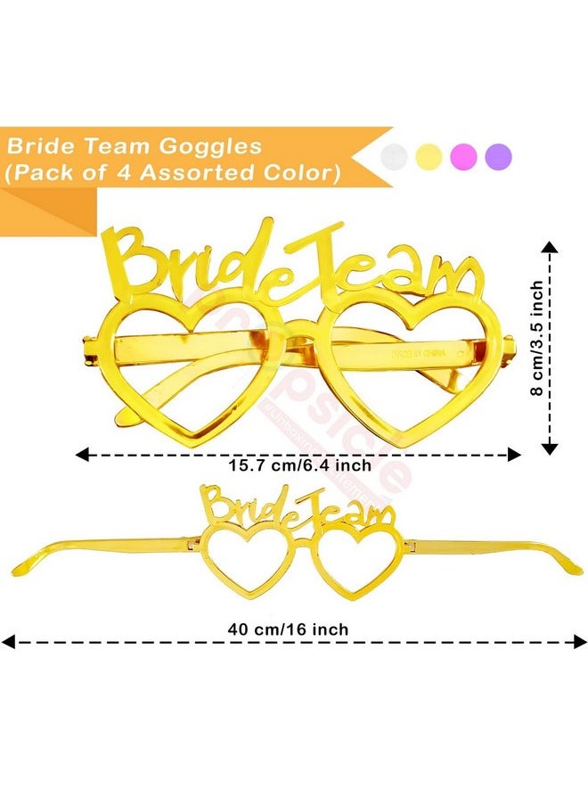 Propsicle - Propsicle Assorted Colour Bride Team Heart-Shaped Eyewear For bachelorette, Bridal shower, Party Dressup Eye accesories, Pack of 4 - Image 1