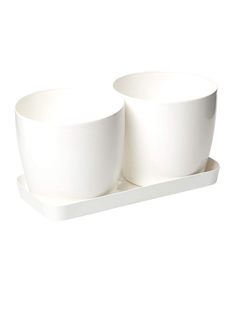 أيدل وعاء معيشة مزدوج دائري للنباتات من ايديل - ابيض - Image 2