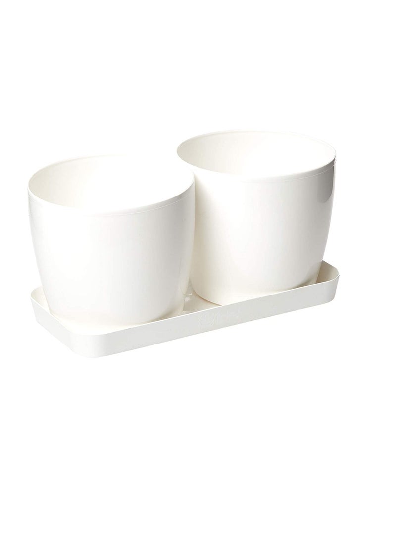 أيدل وعاء معيشة مزدوج دائري للنباتات من ايديل - ابيض - Image 1