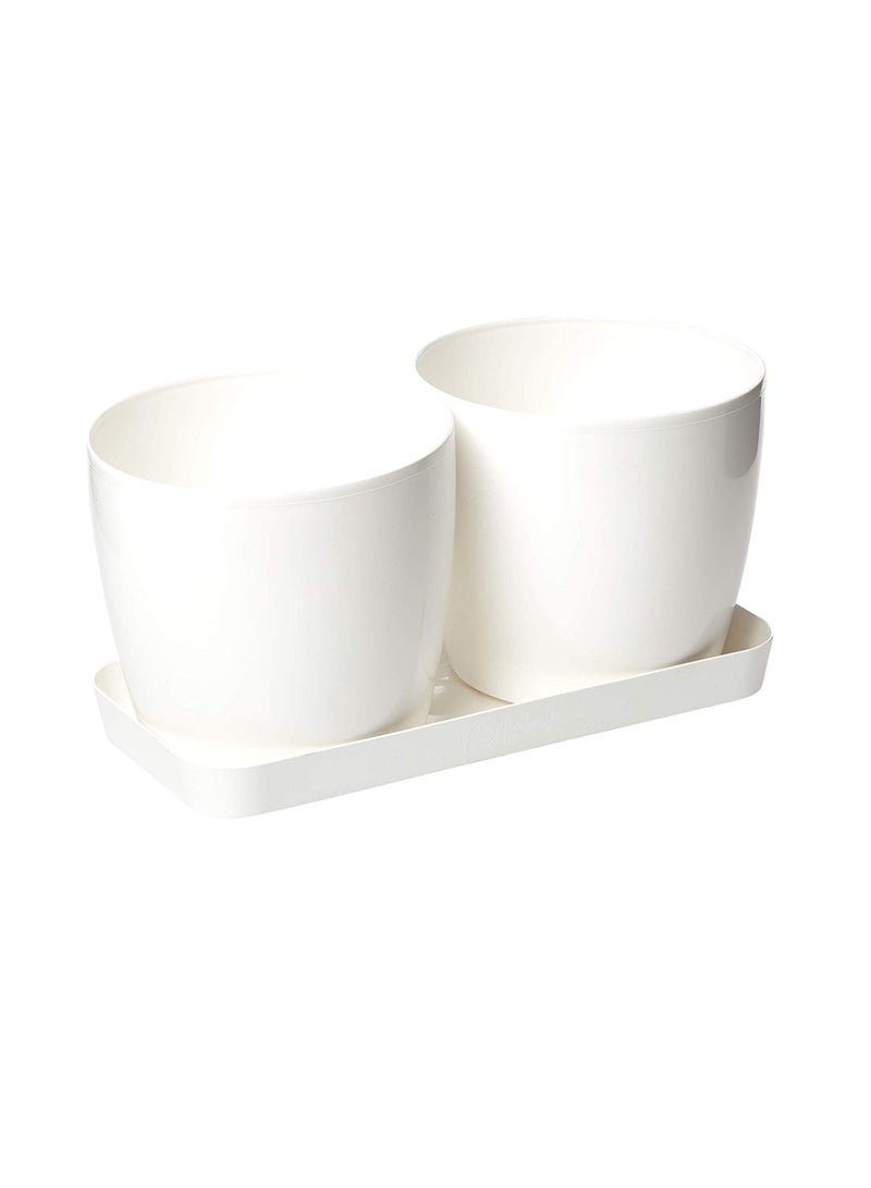 أيدل وعاء معيشة مزدوج دائري للنباتات من ايديل - ابيض - Image 3