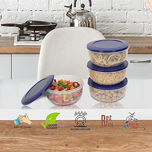 Cutting EDGE 400ml Eco-Storage Plastic Container & Organizer Set of 4 for Kitchen, Refrigerator, Lunch & Food Storage (Dark Blue) - Image 2