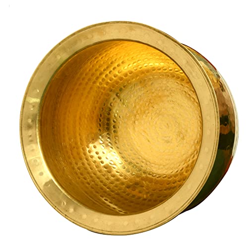 HOKOYA Brass Handi for Cooking Food (10 Litre Water Capacity) | Mirror Finish Bowl | Light Weight Brass Cookware | Utensils for Kitchen Cooking Pot | Indian Kitchenware | Gift for Home Chefs - Image 4