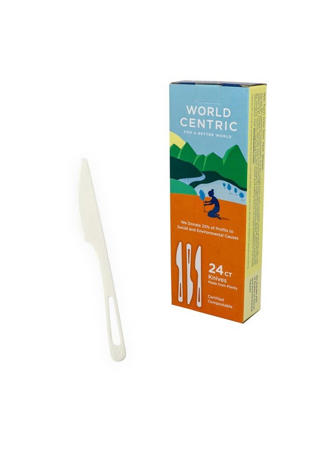World Centric KN-PS-R Compostable TPLA 6.7" Knives, Retail (12 Packs of 24, 288 Total) - Image 1