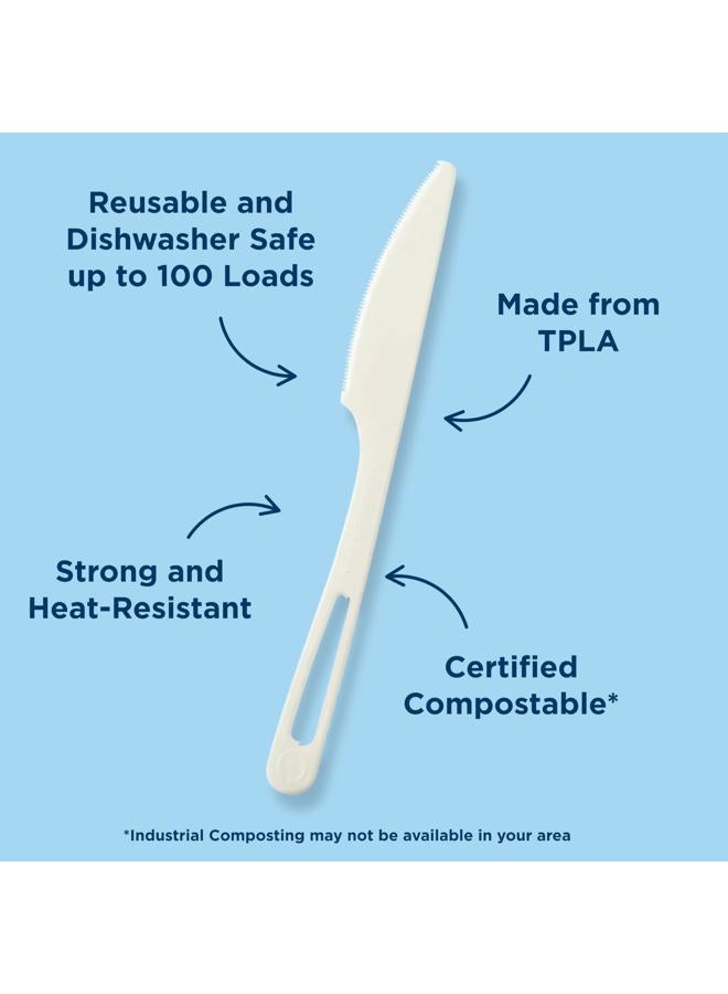 World Centric KN-PS-R Compostable TPLA 6.7" Knives, Retail (12 Packs of 24, 288 Total) - Image 2