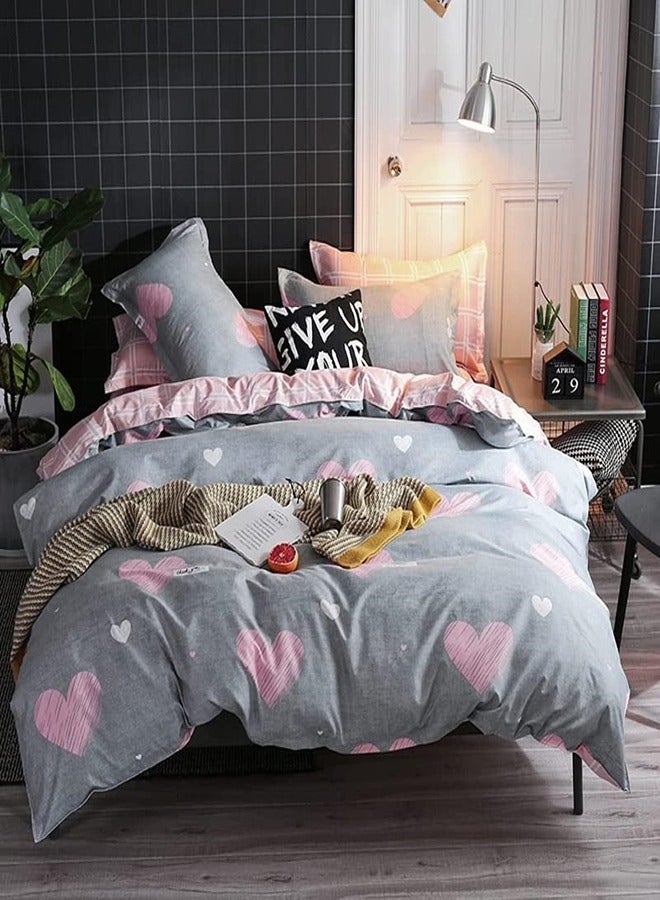 King Size 220x240 cm - 6-Pcs Bed Set, Microfiber Fabric - 1 Duvet Cover, 1 Fitted Sheet, 4 Pillowcases ， Breathable, comfortable and soft (Filler Not Included)