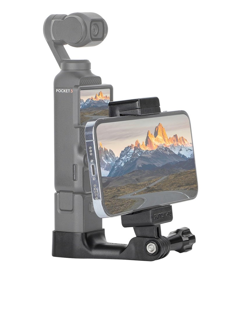 Barakah Expansion Mount with Phone Clip for OSMO Pocket 3, Quick Clip Mount with Expand Frame, Expansion Adapter Mount for DJI Osmo Pocket 3 Accessories, Compatible with DJI OSMO Pocket 3 and Smartphone - Image 1