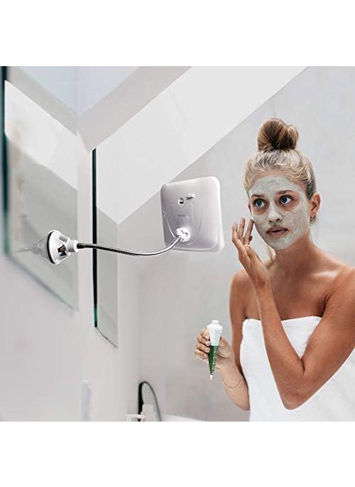 Fancii Fancii Flexible Magnifying Mirror 10X with LED Light and Gooseneck Lighted Travel Makeup Mirror Lock Suction Natural Daylight LED Cordless and Portable Mira Plus  - Image 2