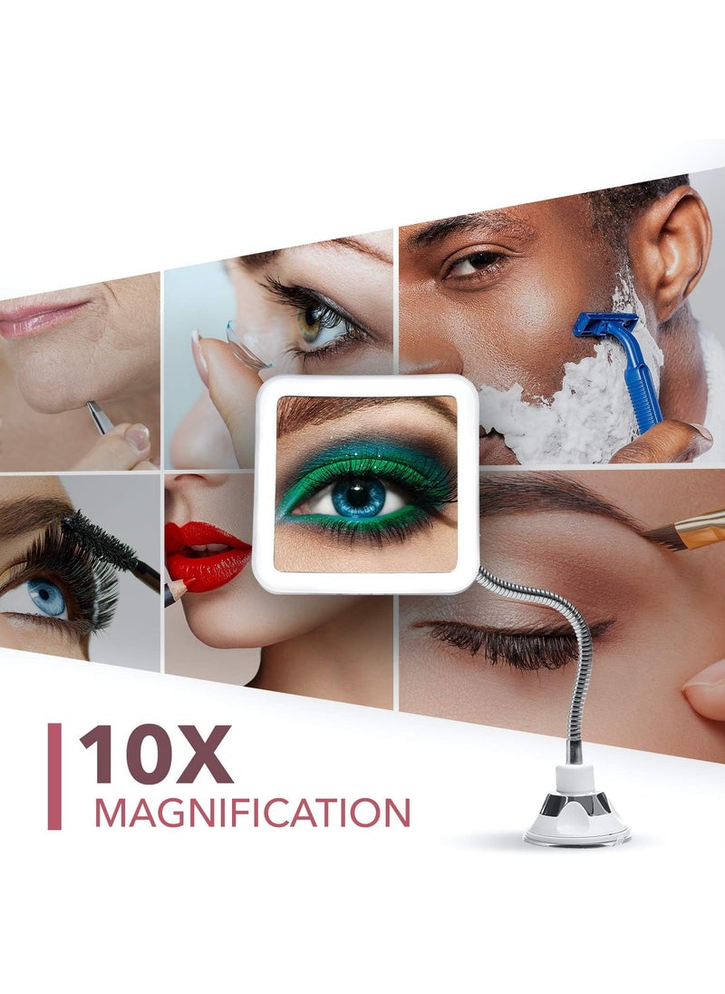 Fancii Fancii Flexible Magnifying Mirror 10X with LED Light and Gooseneck Lighted Travel Makeup Mirror Lock Suction Natural Daylight LED Cordless and Portable Mira Plus  - Image 4
