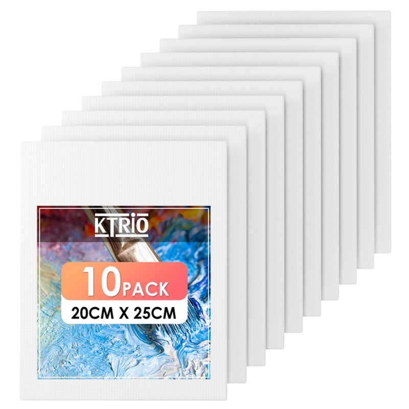 KTRIO Canvas Boards for Painting 10 Pack 20x25CM Painting Canvas 100 Cotton Primed Small Art Canvas Painting Supplies for Acrylic Oil Watercolor Paint Tempera