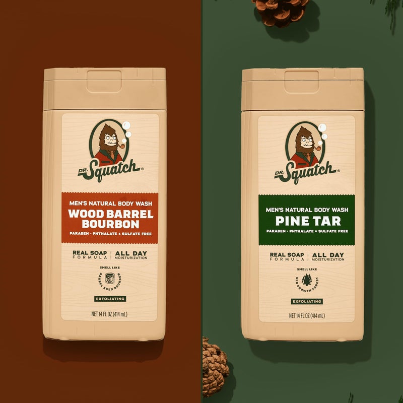 Dr. Squatch NEW Body Wash for Men with Nourishing, Natural Ingredients | No Paraben, Phthalate, Sulfate | All Day Moisture | Long Lasting Scent | Pine Tar & Wood Barrel Bourbon (14 oz, 2-Pack) - Image 5