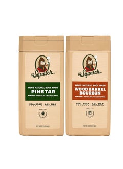 Dr. Squatch Dr. Squatch NEW Natural Body Wash for Men - Non-Exfoliating - Pine Tar + Wood Barrel Bourbon (14 oz, 2 Pack)  - Image 1